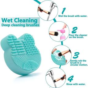 img 2 attached to 💙 TailaiMei 2 Pack Makeup Brush Cleaning Mat: Color Removal Sponge & Silicone Cleaner Pad for Dry Brush Color Switch and Wet Cleaning (Blue&amp;Green)