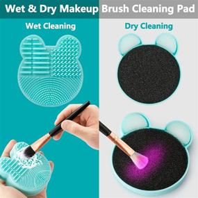 img 3 attached to 💙 TailaiMei 2 Pack Makeup Brush Cleaning Mat: Color Removal Sponge & Silicone Cleaner Pad for Dry Brush Color Switch and Wet Cleaning (Blue&amp;Green)