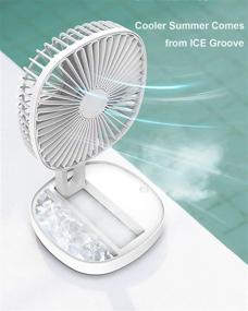 img 3 attached to XttnBM 7-Inch Air Circulator Fan: Compact Foldable Desk Fan with 3 Speeds, 180 Degree Pivoting Head, USB or Rechargeable Battery Power, Enhanced Cooling with Ice Groove Design, Ideal for Summer (White)