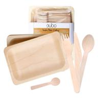 🌿 pack of 60 disposable biodegradable plates and wooden cutlery: eco-friendly, compostable, and biodegradable utensils - 12 plates, 12 forks, 12 knives, 12 spoons, 12 small spoons logo