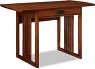 leick home 82420 drop leaf computer desk with dropfront keyboard drawer, mission oak furniture логотип