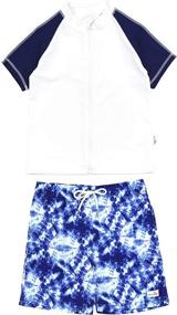 img 4 attached to SwimZip Short Sleeve Guard Trunks: Premium Boys' Clothing for Swimwear Safety