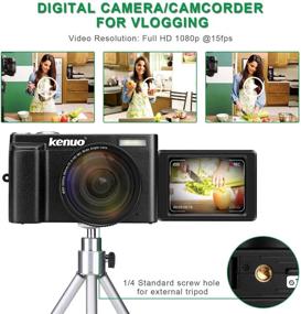 img 3 attached to 📷 KENUO Digital Camera Vlogging Camcorder Recorder FHD 1080P 30FPS YouTube Video Camera: Wide Angle Lens, MAX 24.0MP, 3.0 Inch 180°Rotation Flip Screen, 16X Digital Zoom, Webcam Camera