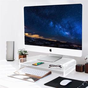 img 3 attached to 🖥️ Sturdy 2 Tier Acrylic Monitor Stand: TINOMAR Ergonomic Riser for iMac, PC, Laptop, TV, Printer – Ideal for Home and Office