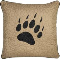 🐻 bear walk plaid throw pillow by donna sharp - lodge decorative square pillow with bear paw pattern logo