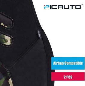 img 1 attached to PIC AUTO High Back Camo Car Seat Covers, Airbag 🚗 Compatible, Crafted with Durable Oxford Fabric, Universial Fit (Set of 2)