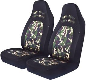 img 4 attached to PIC AUTO High Back Camo Car Seat Covers, Airbag 🚗 Compatible, Crafted with Durable Oxford Fabric, Universial Fit (Set of 2)