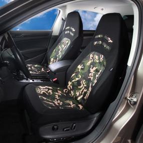 img 3 attached to PIC AUTO High Back Camo Car Seat Covers, Airbag 🚗 Compatible, Crafted with Durable Oxford Fabric, Universial Fit (Set of 2)