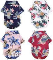 🐶 dafuen 4-pack dog hawaiian shirt - breathable pet shirt - cool summer sweatshirts - small medium large-sized boy girl pet clothes (small) logo