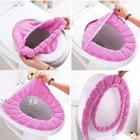 img 3 attached to Taylor Gre 5 pcs Bathroom Soft Thicker Toilet Seat Cover Pads: Stretchable, Washable, Easy Installation & Cleaning for Comfort
