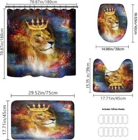 img 1 attached to Transform Your Bathroom with BIUSTAR 4 Piece Lion with Crown Shower Curtains Sets and Non-Slip Rugs