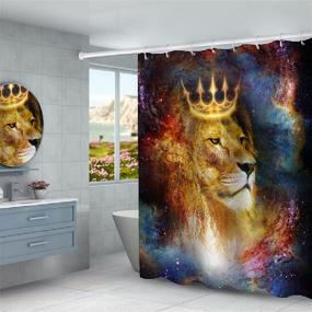 img 3 attached to Transform Your Bathroom with BIUSTAR 4 Piece Lion with Crown Shower Curtains Sets and Non-Slip Rugs