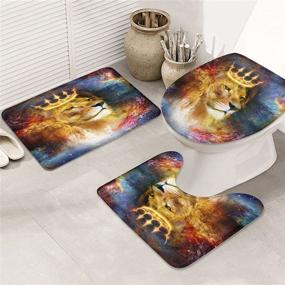 img 2 attached to Transform Your Bathroom with BIUSTAR 4 Piece Lion with Crown Shower Curtains Sets and Non-Slip Rugs