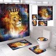 transform your bathroom with biustar 4 piece lion with crown shower curtains sets and non-slip rugs logo