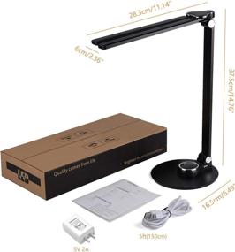 img 2 attached to 🎹 Dimmable LED Piano Desk Lamp with USB Charging Port - AKT LIGHTING, 10W Foldable Rotatable Table Lamp for Reading and Office, Touch Control Adjustable Black Office Lamp with Adapter