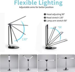 img 3 attached to 🎹 Dimmable LED Piano Desk Lamp with USB Charging Port - AKT LIGHTING, 10W Foldable Rotatable Table Lamp for Reading and Office, Touch Control Adjustable Black Office Lamp with Adapter