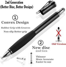 img 1 attached to 🖊️ MEKO (2nd Generation) Disc Stylus Pen Bundle for iPhone, iPad, Samsung Galaxy Note & More - 2 in 1 Precision Series, 6 Replacement Tips Included - Pack of 2 (Black/Black)