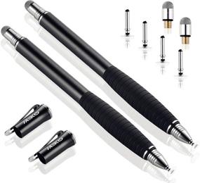 img 4 attached to 🖊️ MEKO (2nd Generation) Disc Stylus Pen Bundle for iPhone, iPad, Samsung Galaxy Note & More - 2 in 1 Precision Series, 6 Replacement Tips Included - Pack of 2 (Black/Black)