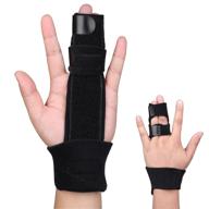 🤞 adjustable 2-finger splint for trigger finger - metal straightening immobilizer for sprains, arthritis, mallet injury - full hand and wrist support brace логотип