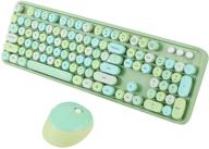 green wireless keyboard and mouse combo: full-size 2.4ghz retro keyboard with cute wireless mouse for pc laptop (compatible with windows xp/7/8/10) logo