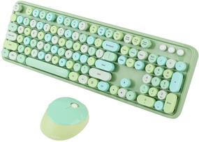 img 4 attached to Green Wireless Keyboard and Mouse Combo: Full-Size 2.4GHz Retro Keyboard with Cute Wireless Mouse for PC Laptop (Compatible with Windows XP/7/8/10)