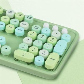 img 1 attached to Green Wireless Keyboard and Mouse Combo: Full-Size 2.4GHz Retro Keyboard with Cute Wireless Mouse for PC Laptop (Compatible with Windows XP/7/8/10)