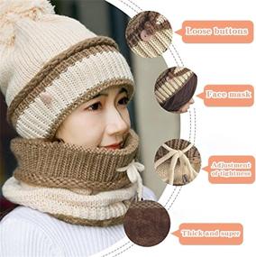 img 3 attached to 🧣 Cyiecw Women's Winter Beanie Hat Scarf and Mask Set - 3 Piece Slouchy Snow Knit Skull Cap with Infinity Scarves