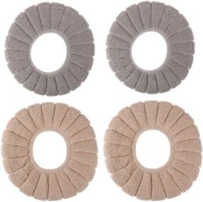 img 4 attached to Winter Pumpkin Toilet Seat Cover Pads - Set of 4, Washable & Stretchable Toilet Seat Cushion Mat with Cloth Retaining Ring, Universal Fit & Machine Washable