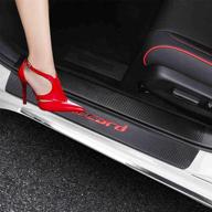 🚗 xiter carbon fiber leather car door sill scuff plate for honda accord 2012-2021 - red [4pcs] logo