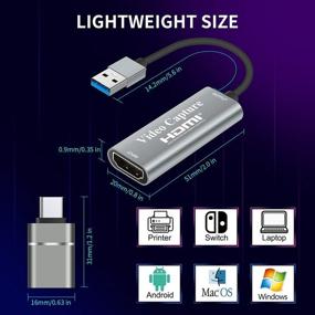 img 2 attached to 🎥 Серебряная видеокарта захвата HDMI 4K в USB 3.0 - Высококачественный 60fps видеоаудио граббер для игр, стриминга, обучения, видеоконференций