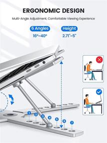 img 1 attached to 📚 Регулируемая по высоте портативная подставка для ноутбука на стол - TRUDIN, складной алюминиевый подставка для ноутбука, подставка для компьютера - совместима с ноутбуками от 11 до 17 дюймов для домашнего офиса - серебристого цвета