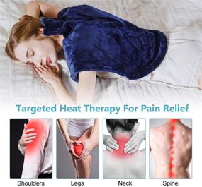 img 3 attached to 🔥 HEYNEMO Neck and Shoulder Electric Heating Pad - Back Pain and Cramps Relief, Fast-Heating Heat Wrap for Neck, Dark Blue, 3 Heat Settings, Auto Shut Off