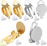 📿 aylifu clip-on earring findings - pack of 20 earring cabochon setting converters in gold & silver with 20 non-pierced earring pads - ideal for diy non-pierced earring making logo