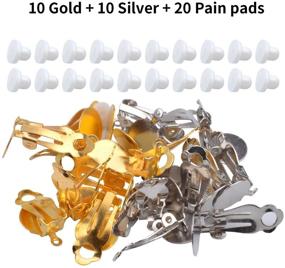 img 2 attached to 📿 Aylifu Clip-on Earring Findings - Pack of 20 Earring Cabochon Setting Converters in Gold & Silver with 20 Non-Pierced Earring Pads - Ideal for DIY Non-Pierced Earring Making