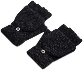img 4 attached to Danse Jupe Knitted Convertible Fingerless Men's Accessories in Gloves & Mittens