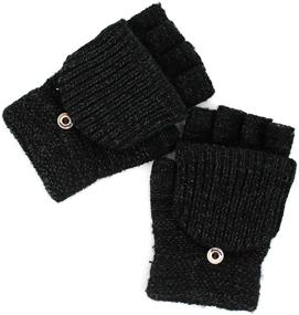 img 3 attached to Danse Jupe Knitted Convertible Fingerless Men's Accessories in Gloves & Mittens