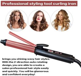 img 2 attached to Yitrust Hair Curler: Керамический турмалиновый стайлер диаметром 1 дюйм с зажимом, ЖК-дисплеем, регулируемой температурой, двойным напряжением, антиожоговыми советами