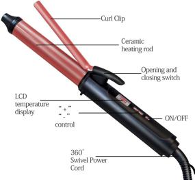 img 3 attached to Yitrust Hair Curler: Керамический турмалиновый стайлер диаметром 1 дюйм с зажимом, ЖК-дисплеем, регулируемой температурой, двойным напряжением, антиожоговыми советами