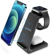 🔌 intoval 3-в-1 беспроводная зарядная станция для apple iphone, iwatch, airpods - iphone 12 pro max, 12 pro, 12, 11 pro max, 11, xs, xr, x, 8 - iwatch 6, se, 5, 4, 3, 2 - airpods с беспроводным чехлом - a3 (черный) логотип