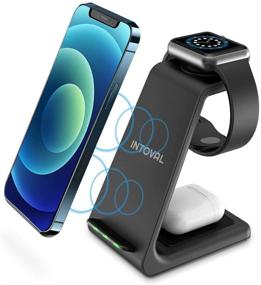 img 4 attached to 🔌 Intoval 3-в-1 беспроводная зарядная станция для Apple iPhone, iWatch, Airpods - iPhone 12 Pro Max, 12 Pro, 12, 11 Pro Max, 11, XS, XR, X, 8 - iWatch 6, SE, 5, 4, 3, 2 - Airpods с беспроводным чехлом - A3 (Черный)