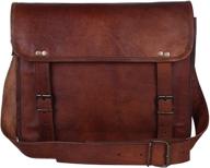 rustic town 14 inch brown leather messenger bag: stylish laptop satchel for men and women logo