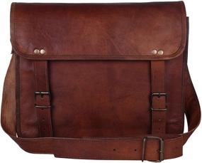 img 4 attached to Rustic Town 14 Inch Brown Leather Messenger Bag: Stylish Laptop Satchel for Men and Women