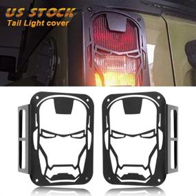 img 4 attached to cciyu Iron Man Tail Light Guards Cover for Jeep Wrangler JK - Black Rear Tail Light Protectors - Fits 2007-2017 Jeep Models