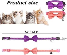 img 2 attached to 🐱 Adjustable Breakaway Cat Collars with Golden Star Pattern Bowtie and Bell, 2PCS Set - Ensures Safety for Kittens, Adjustable from 7.0-12.5 Inch