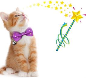 img 1 attached to 🐱 Adjustable Breakaway Cat Collars with Golden Star Pattern Bowtie and Bell, 2PCS Set - Ensures Safety for Kittens, Adjustable from 7.0-12.5 Inch