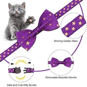 img 3 attached to 🐱 Adjustable Breakaway Cat Collars with Golden Star Pattern Bowtie and Bell, 2PCS Set - Ensures Safety for Kittens, Adjustable from 7.0-12.5 Inch