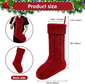 img 2 attached to 🎄 HEYHOUSE Christmas Stockings, Set of 4 Personalized Christmas Stockings - 18 Inches Large Cable Knitted Stocking Decorations for Family Holiday Xmas Party Décor in Burgundy
