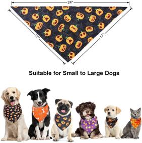 img 1 attached to Halloween Dog Bandana: Festive Pumpkin Candy & Witch Print - Perfect Pet Accessory!