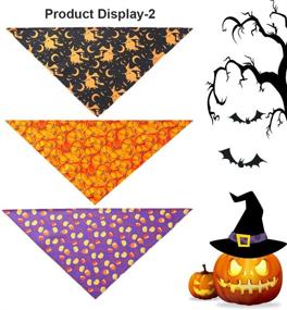 img 2 attached to Halloween Dog Bandana: Festive Pumpkin Candy & Witch Print - Perfect Pet Accessory!