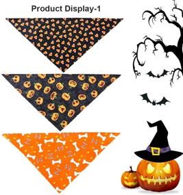 img 3 attached to Halloween Dog Bandana: Festive Pumpkin Candy & Witch Print - Perfect Pet Accessory!